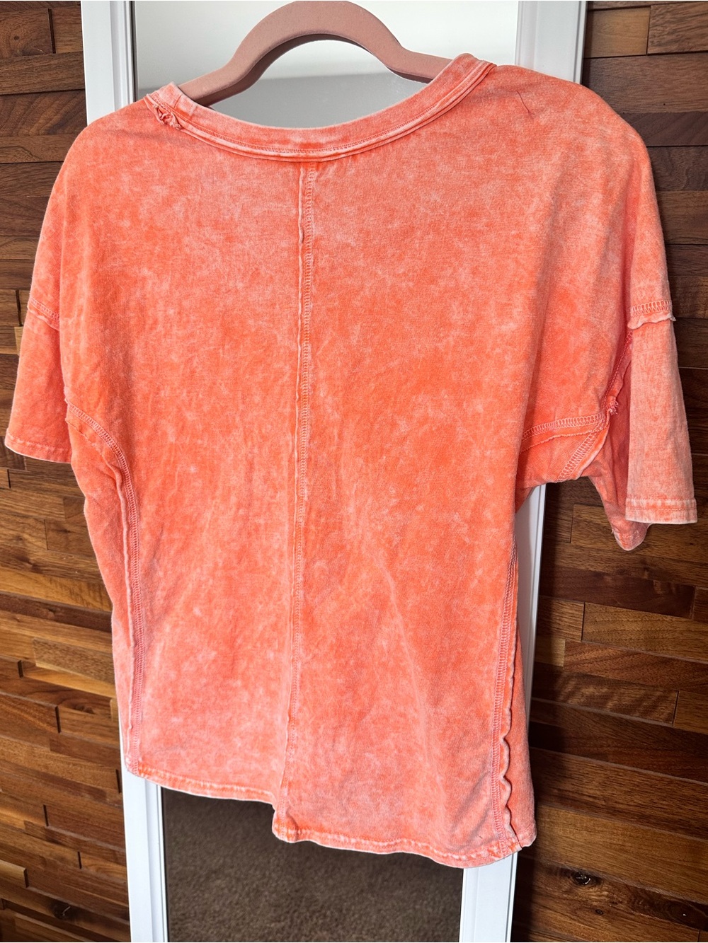 EUC🧡Zenana Halo Snow Washed Short Sleeve Tee & Shorts Set Small Orange - Picture 3 of 8